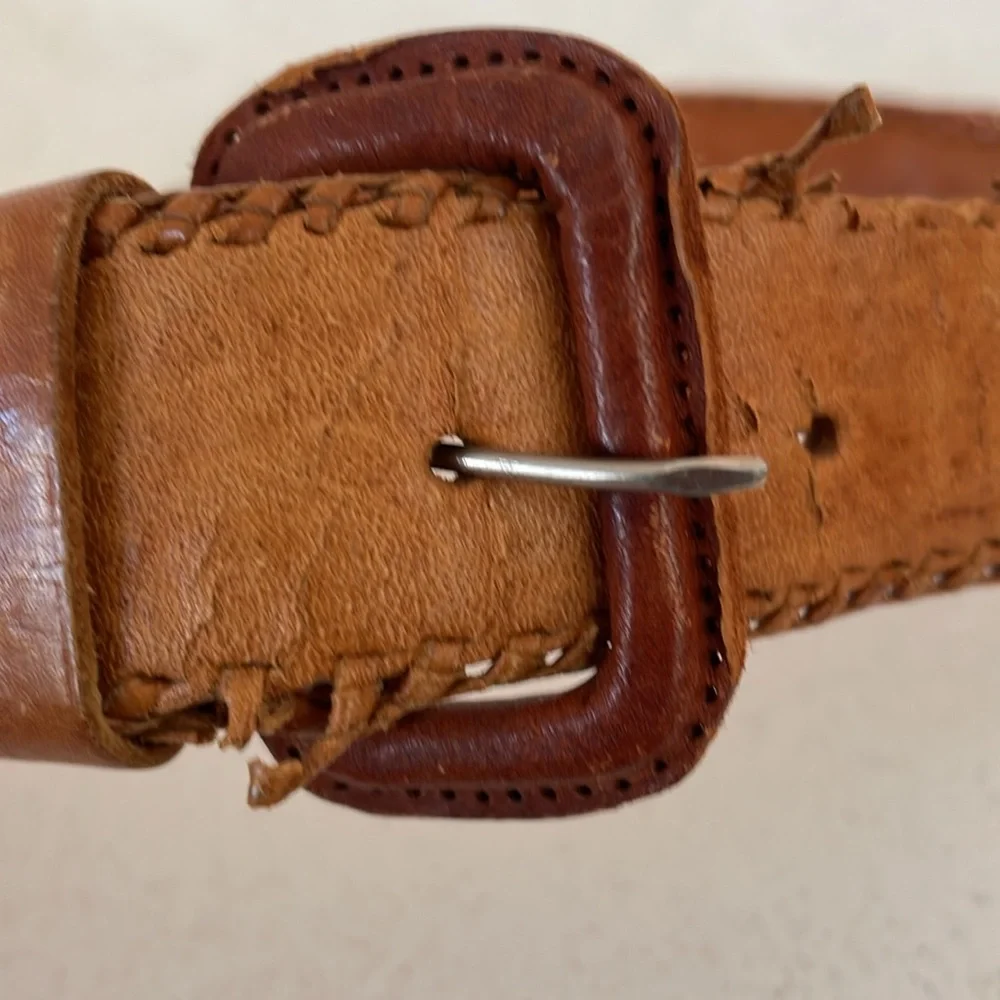Vintage Guatemalan Woven Leather Belt Youth Small